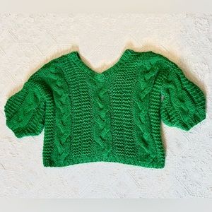 POL‎ Sweater, Beautiful chunky cropped oversized green cable knit, Sz M, EUC